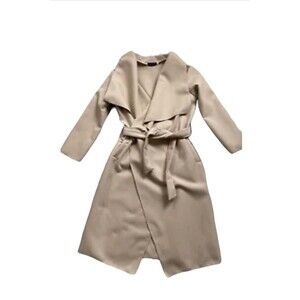 Italian Women Shawl Faux Suede Cape Belted waterfall long Trench Coat Small NWOT